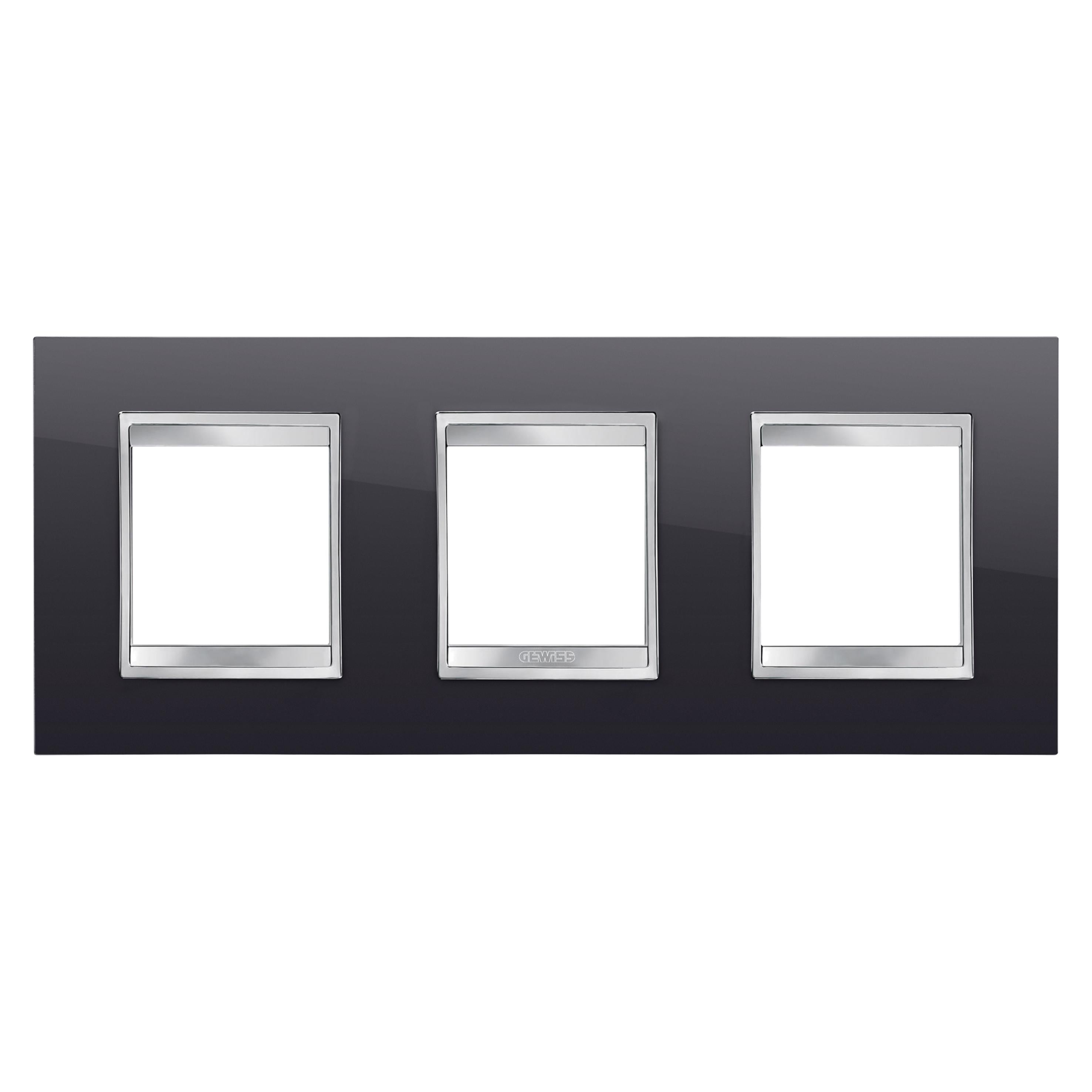 Рамка трехместная Gewiss Chorusmart LUX горизонтальная технополимер Черный (GW16226TN)