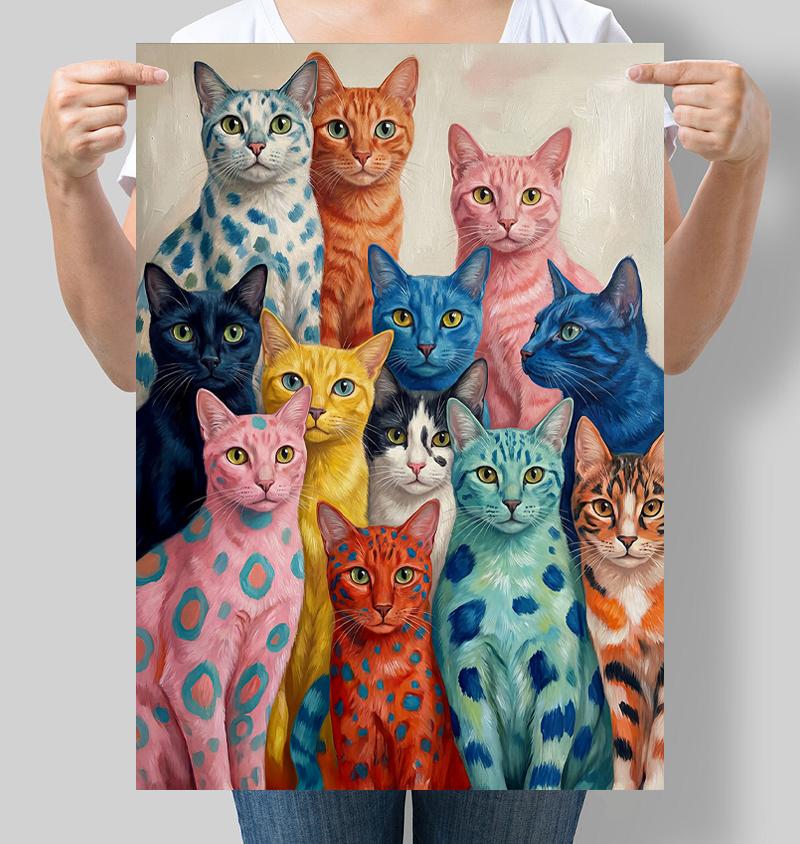 Постер інтер'єрний Різнокольорові коти 30x42 см A3 без рамки (INNERPOSTER063_A3)