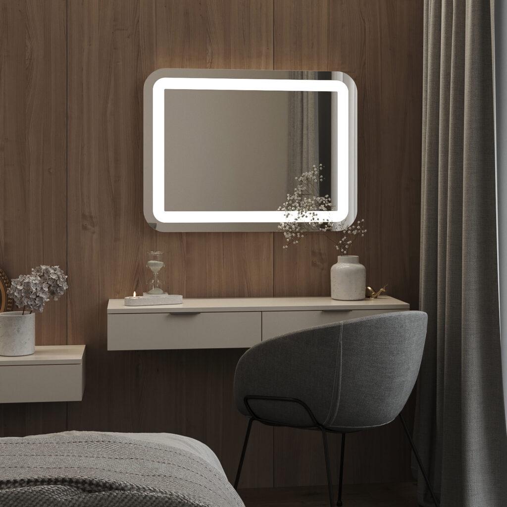Зеркало с LED-подсветкой София/Эльче в ванную/спальню/гостиную с кнопкой 80х60 см (68096688633)