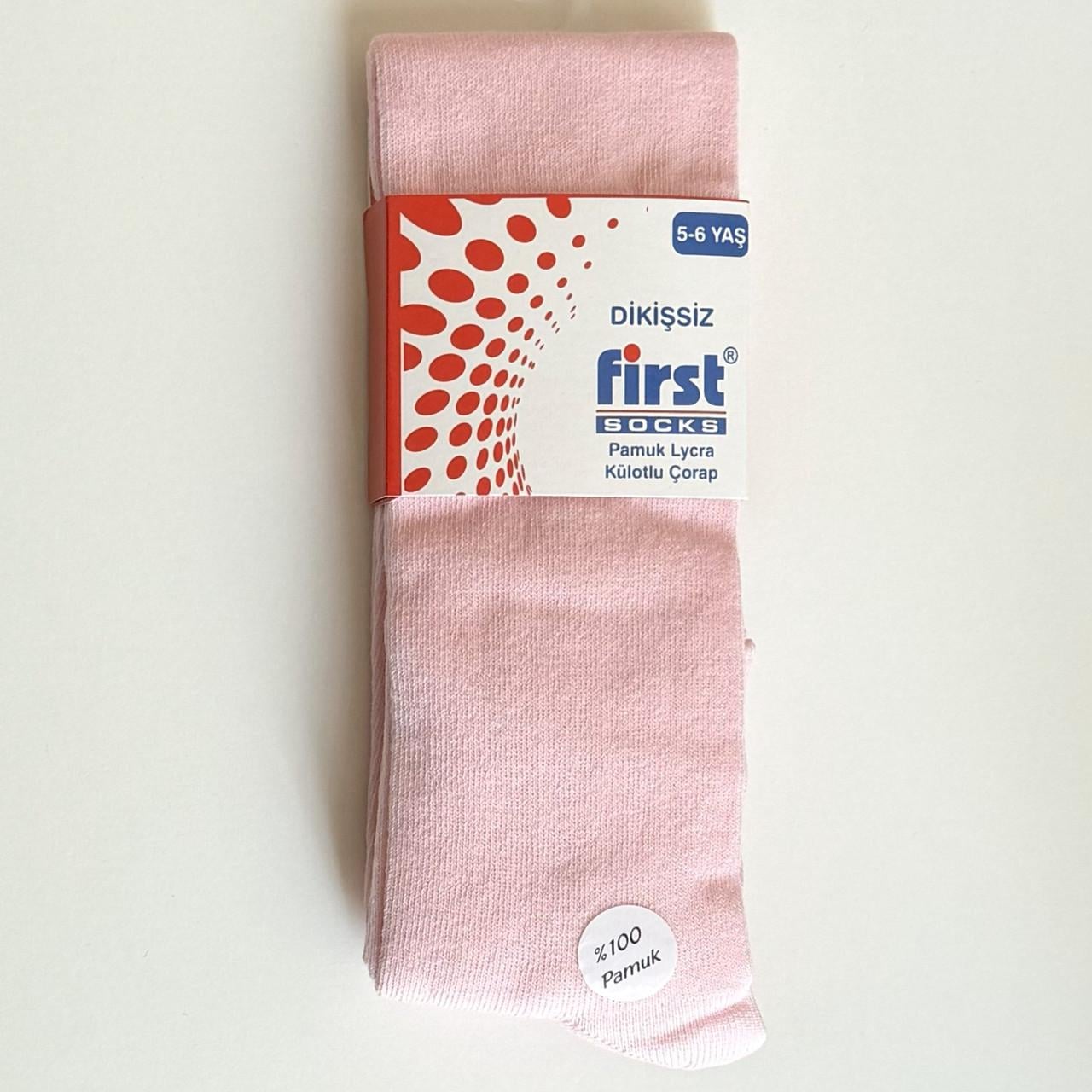 Колготки детские хлопчатобумажные First Socks бесшовные 110-116 см Светло-розовый (230253-5)