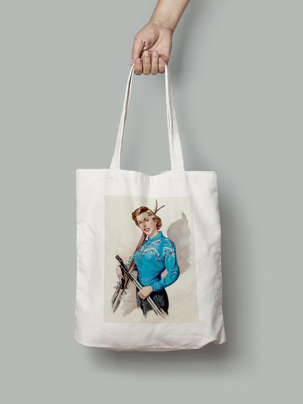 Эко-сумка шопер Девушка лыжница. T.J. Kuck