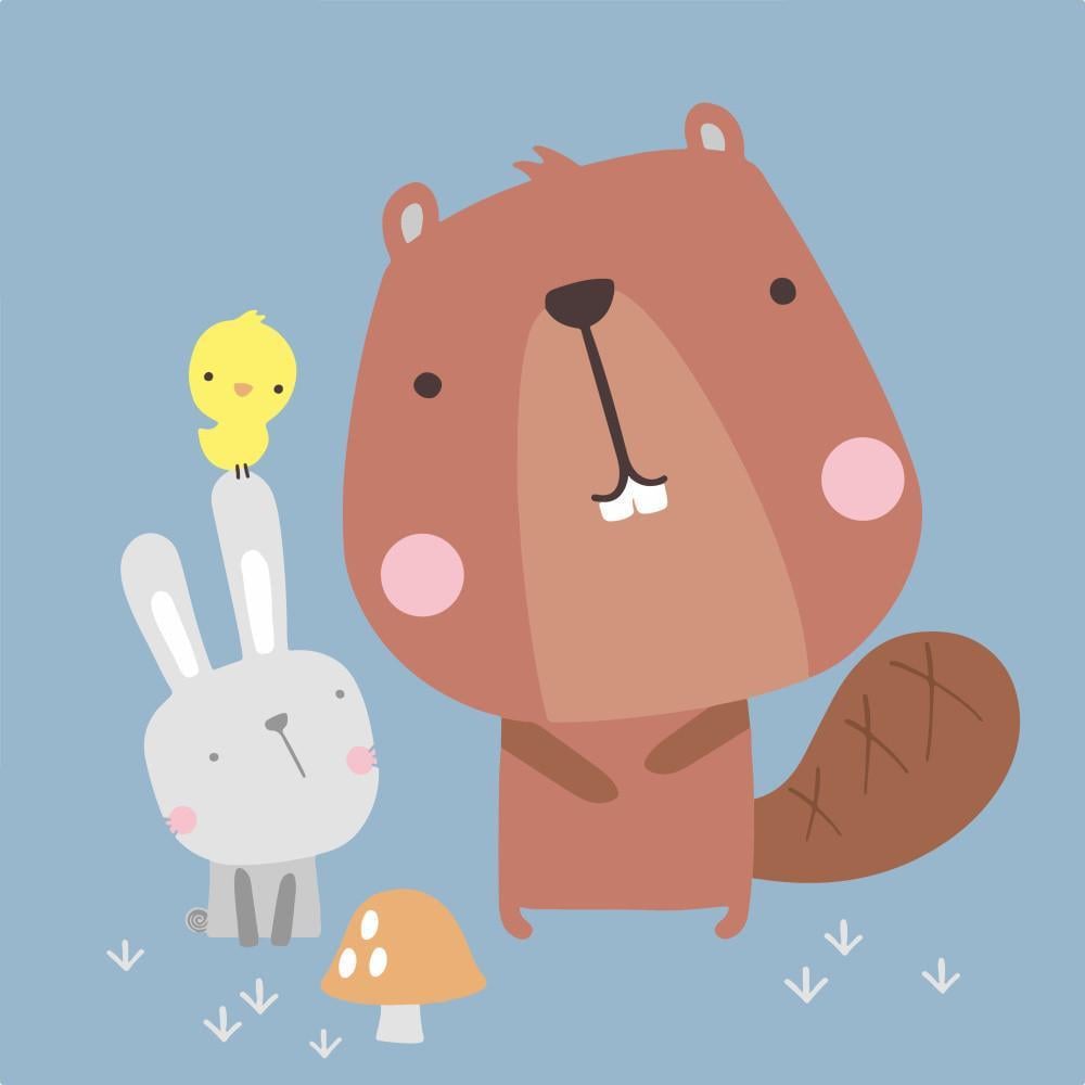 Картина по номерам Strateg Премиум Бобер с ухастиком с лаком и 30х30 см (ES-0851)