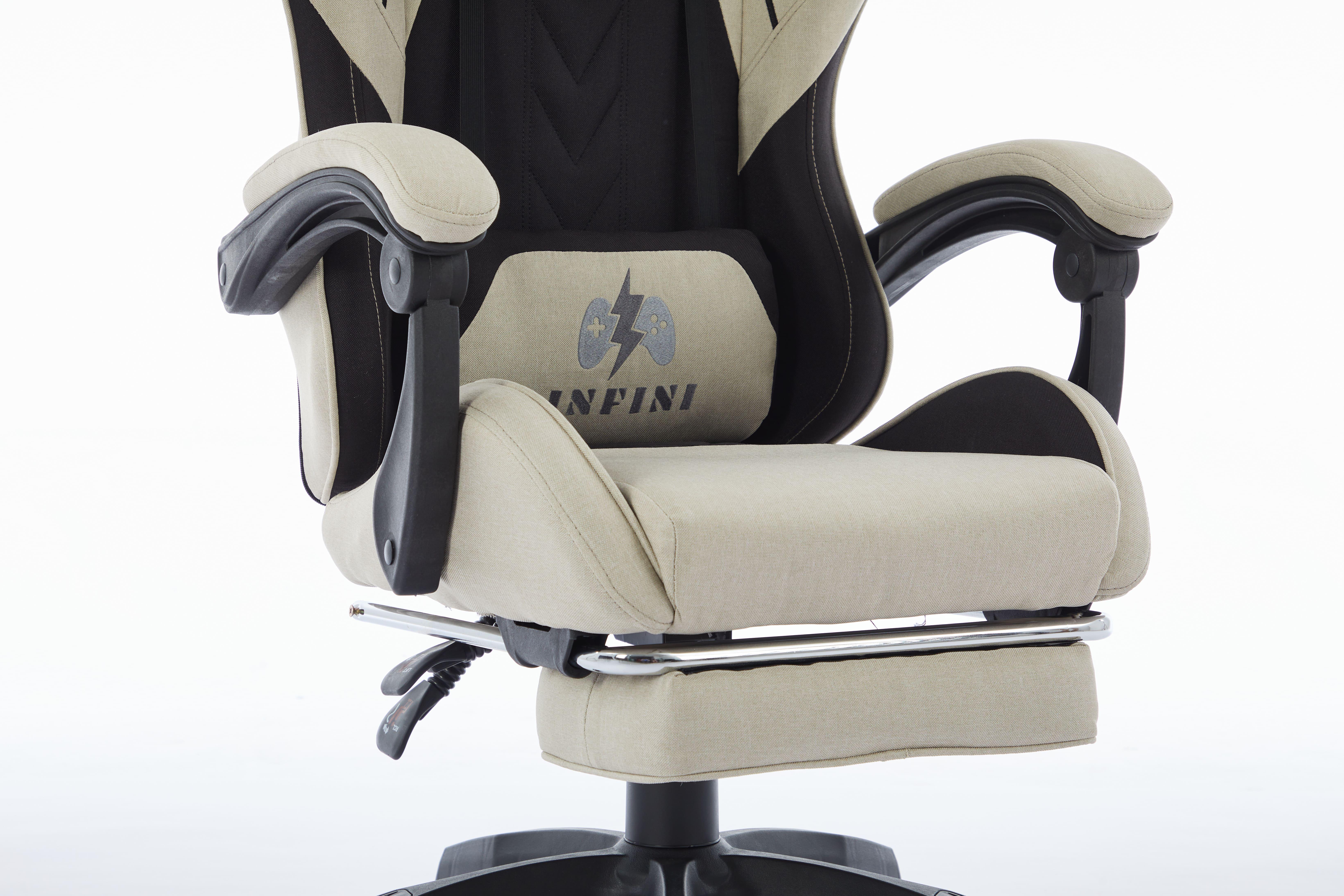 Комп'ютерне крісло з тканини INFINI ThrustX Бежевий/Чорний (23505655) - фото 9