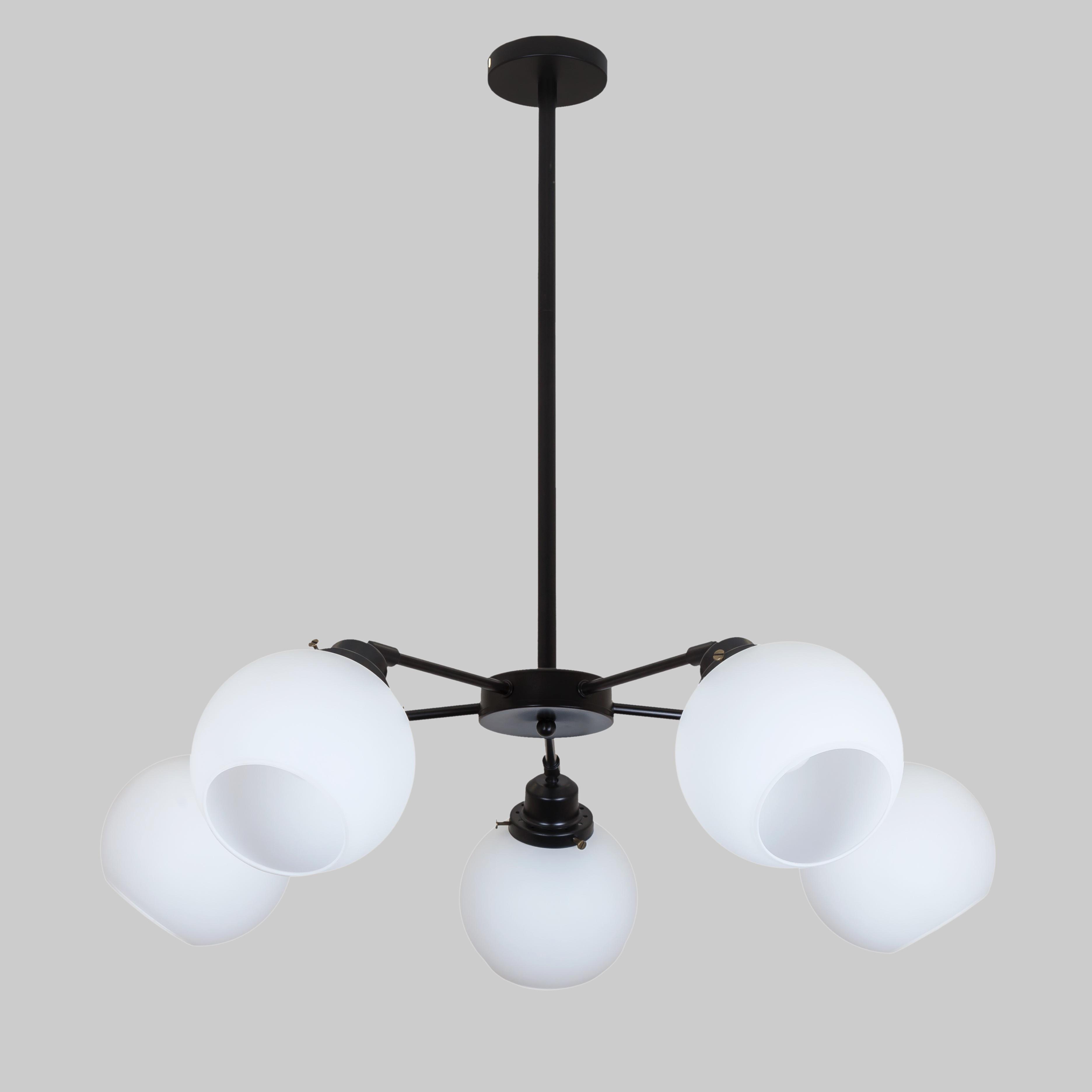 Люстра с регулированием высоты Elegance Sphere на 5 ламп Черный/Белый (52-F1609-5 BK+WH)