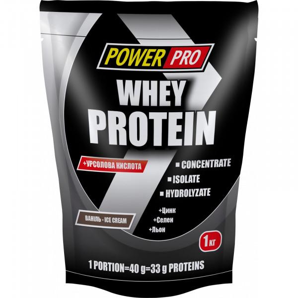 Протеин Power Pro Whey Protein + урсоловая кислота 1 кг Ванильное мороженное - фото 1