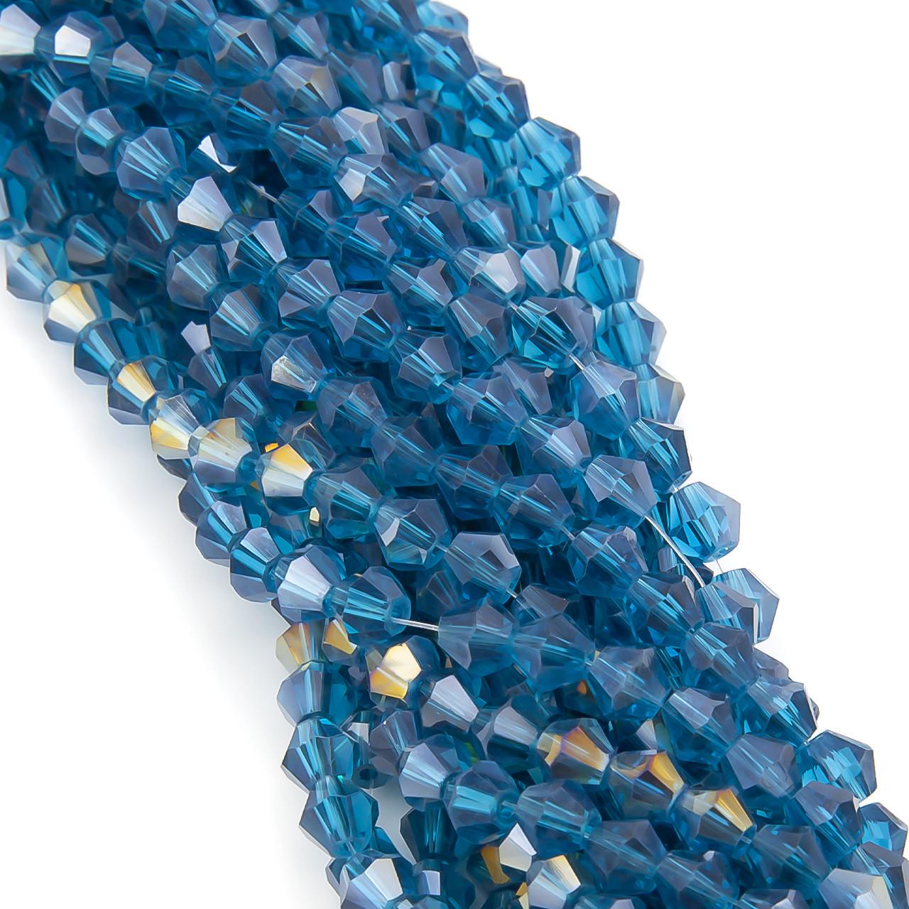 Бусины хрустальные Биконус АВ 6,2х6 мм 46 шт. Голубой (БИ0006к71)