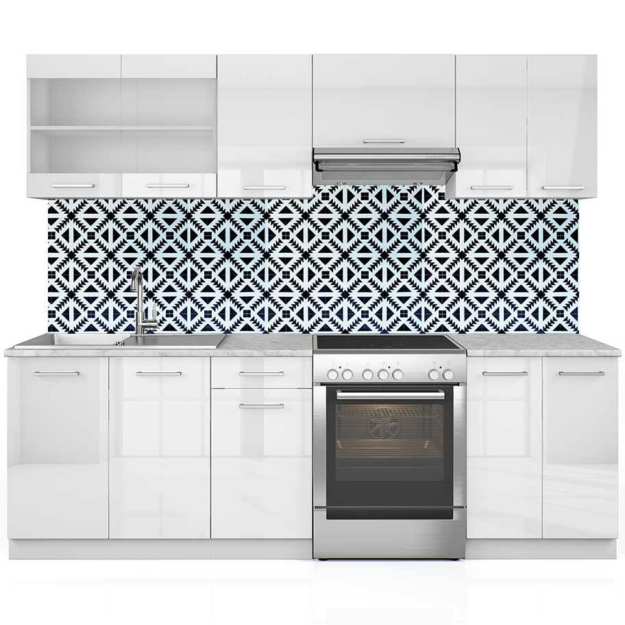 Кухонный фартук самоклеющийся ПВХ ромбы 6 шт. 600х3600 мм Черный-Белый