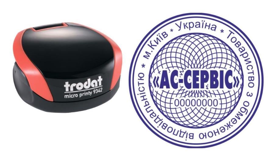 Печатка ТОВ на кишеньковому оснащенні Trodat Micro Printy 9342 d 42 мм Червоний (ТОВ18/9342/R)