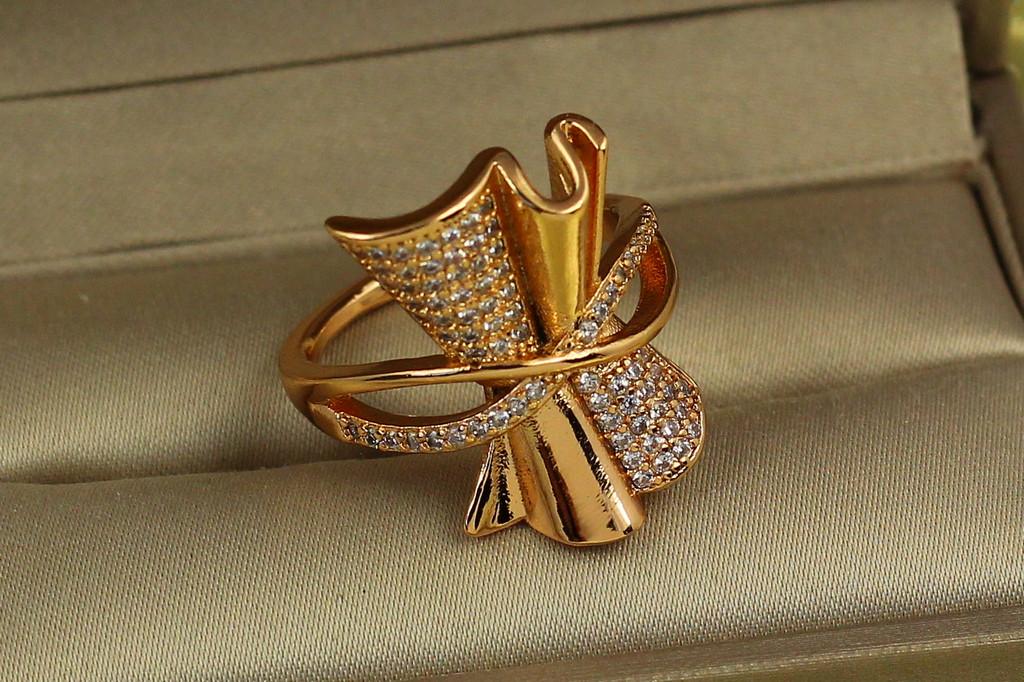 Каблучка Xuping Jewelry Скомканий аркуш р. 17 Золотистий (2332885645)