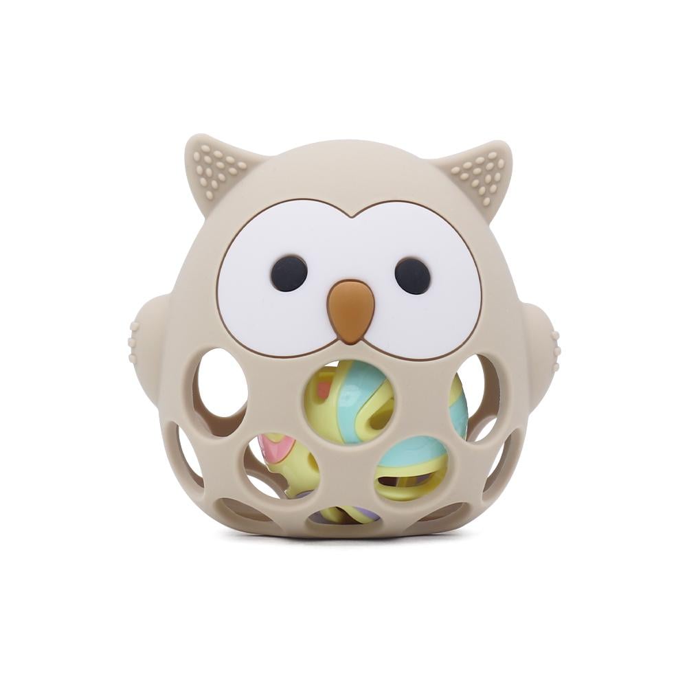 Набір дитячого посуду Cheeks з гризунком прорізувачем-брязкальцем Бежевий (28110864) - фото 4