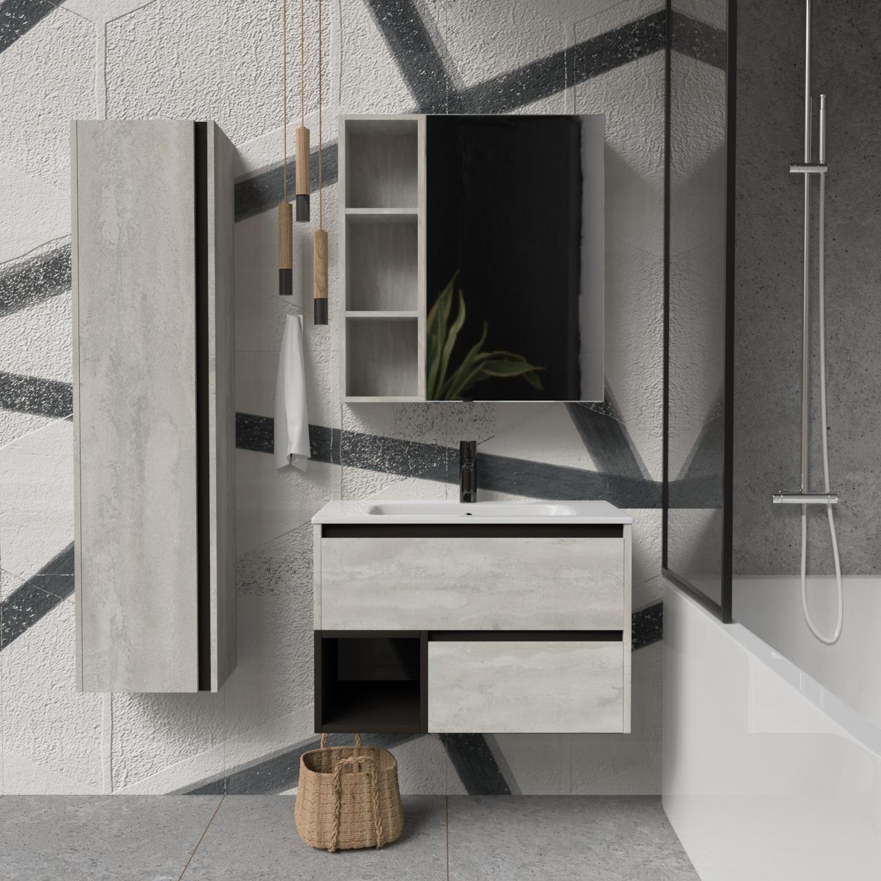 Тумба підвісна з раковиною MVK Vostok Craft 70 В2 700х450х530 мм Бетонний камінь (c270bt) - фото 4