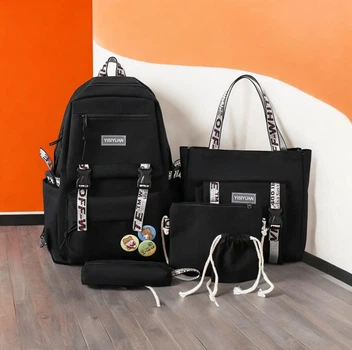 Рюкзак школьный для девочки OFF-White 5в1 Черный Рюкзак школьный для девочки OFF-White 5в1 Черный
