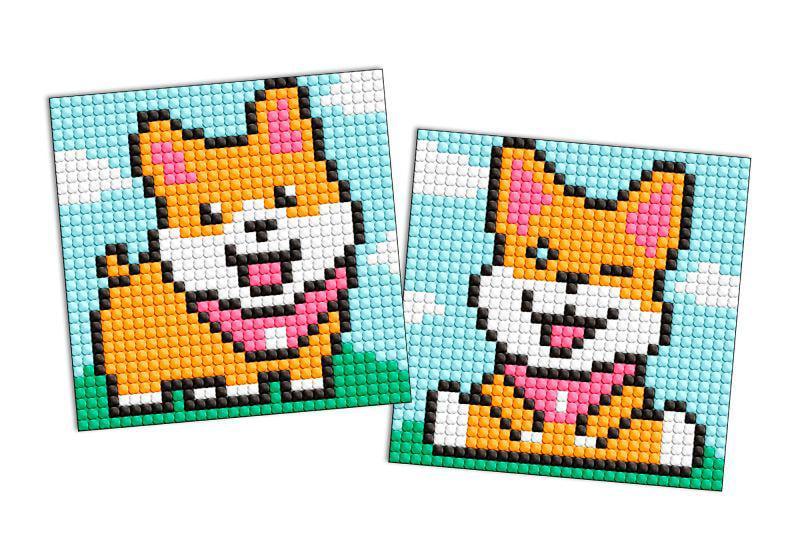 Алмазная мозаика на магните Ideyka Игривые собачки из 2 сюжетов 9х9 см (Id-AMG1060)