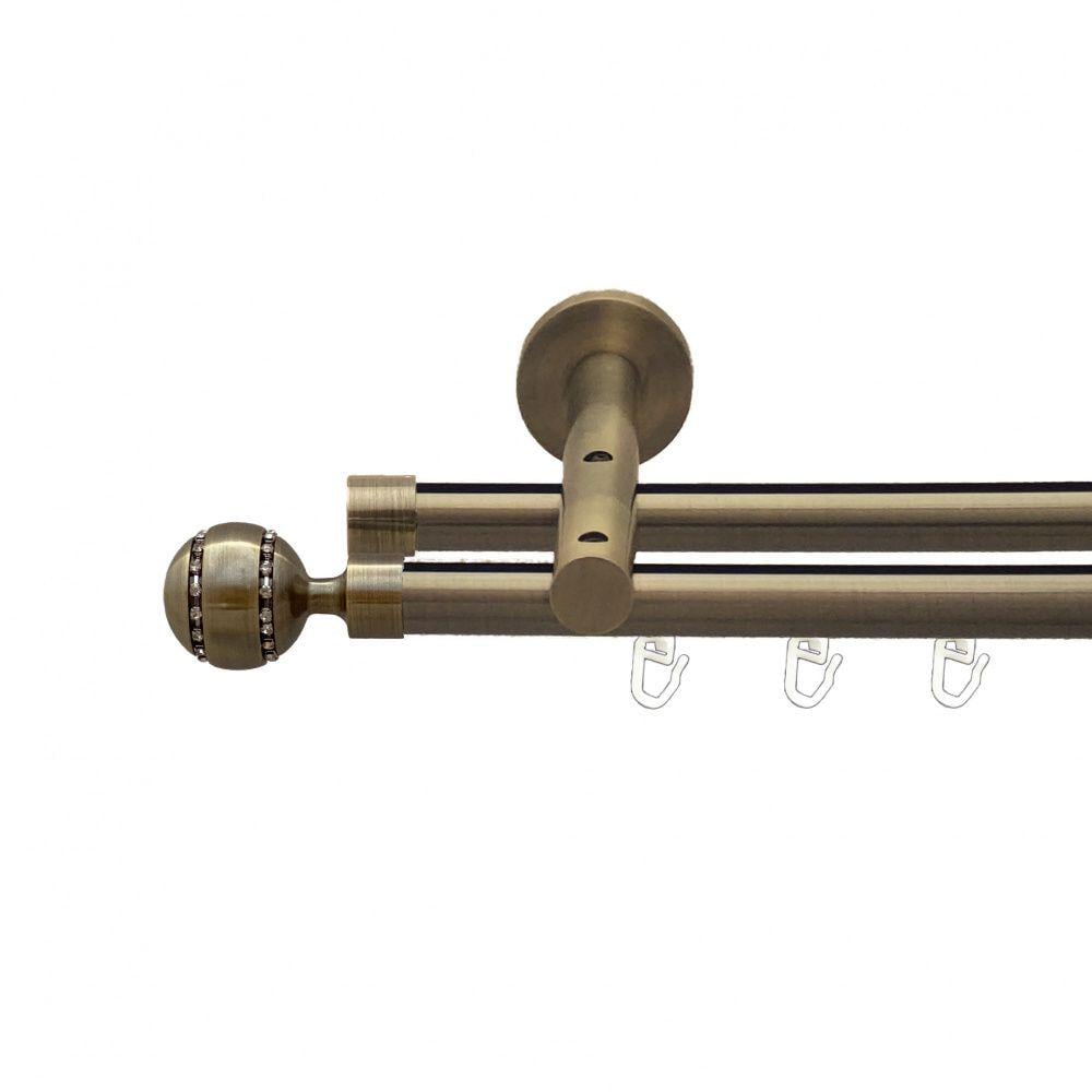 Карниз Orvit Аркадія металевий дворядний реверсивний профільна труба 19/19 мм 160 см Антик (00-00013424)