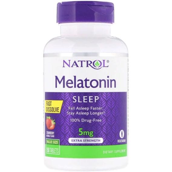 Мелатонин для сна Natrol Melatonin Fast Dissolve Extra Strength 5 мг 150 Tabs Strawberry (NTL-07144)