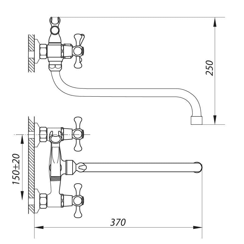 Смеситель для ванны Zerix D3Q 856 (ZX0008) - фото 2