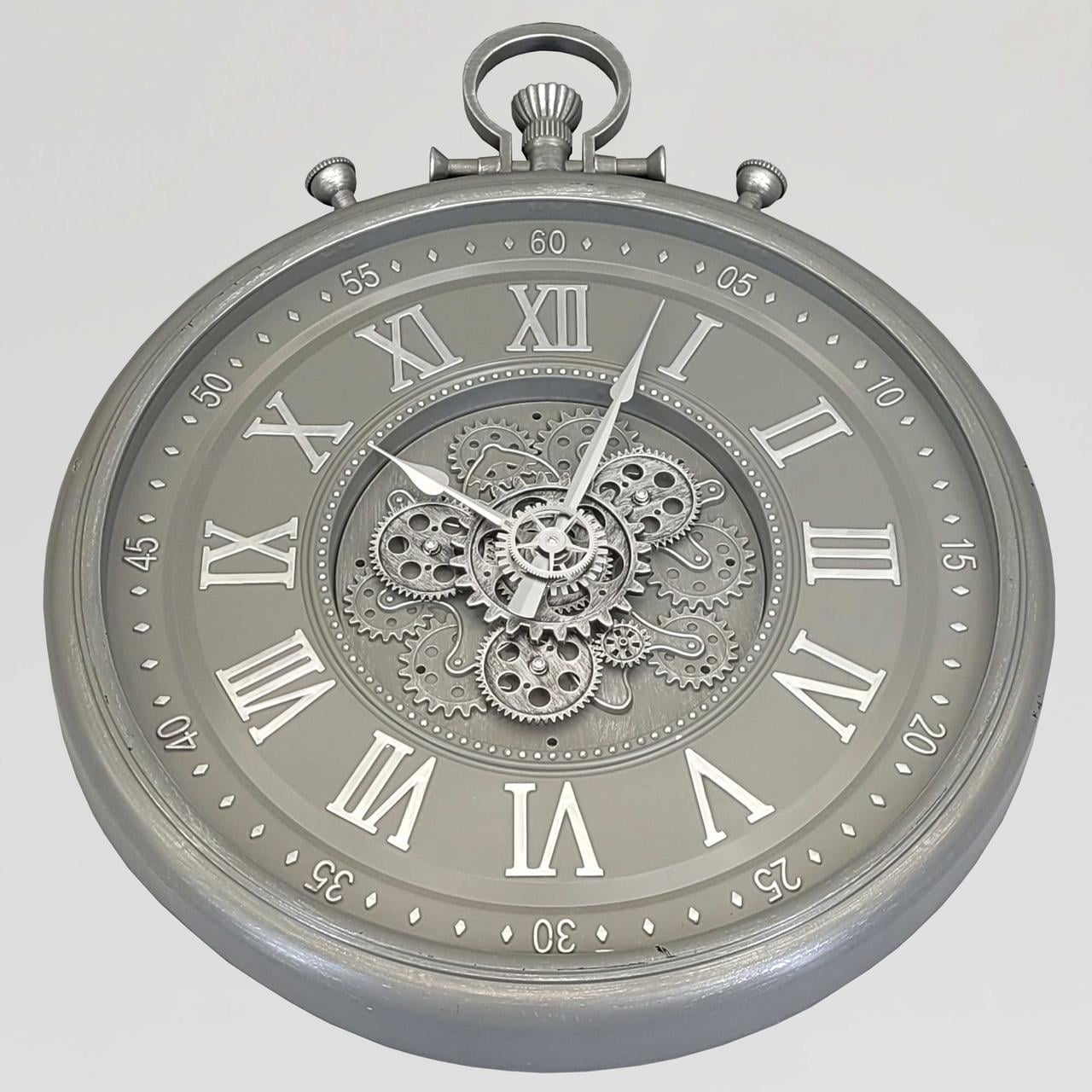 Годинник настінний безшумний OV-0126 74,5х60 см з відкритим механізмом шестернями колещатками під старовину (2861667021)