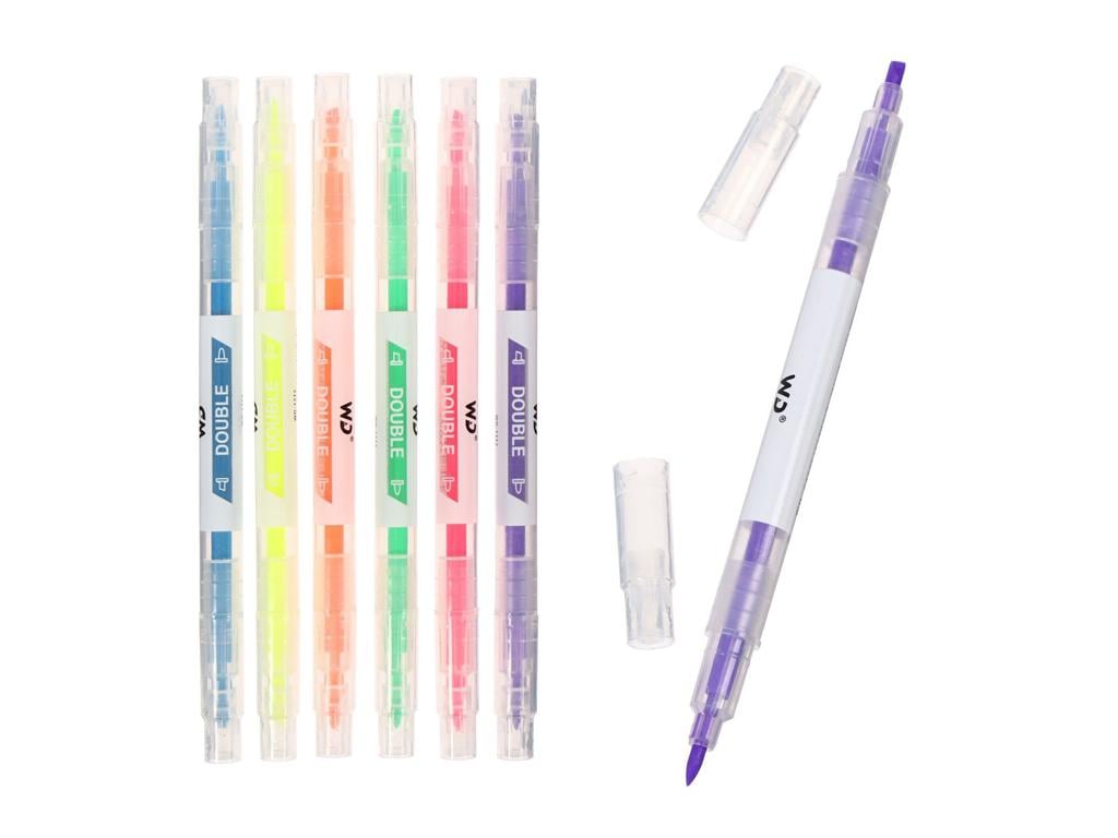 Набір маркерів двохстороніх текстовиділювачів Stenson WW00891 6 кольорів (4025103e)