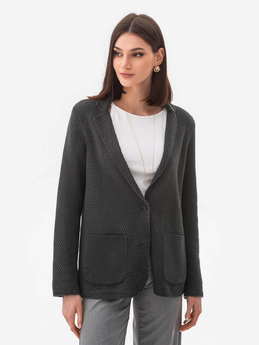 Пиджак женский рисовой вязки SVTR р. 40-42 Темно-серый (598) - фото 4 Пиджак женский рисовой вязки SVTR р. 40-42 Темно-серый (598) - фото 4