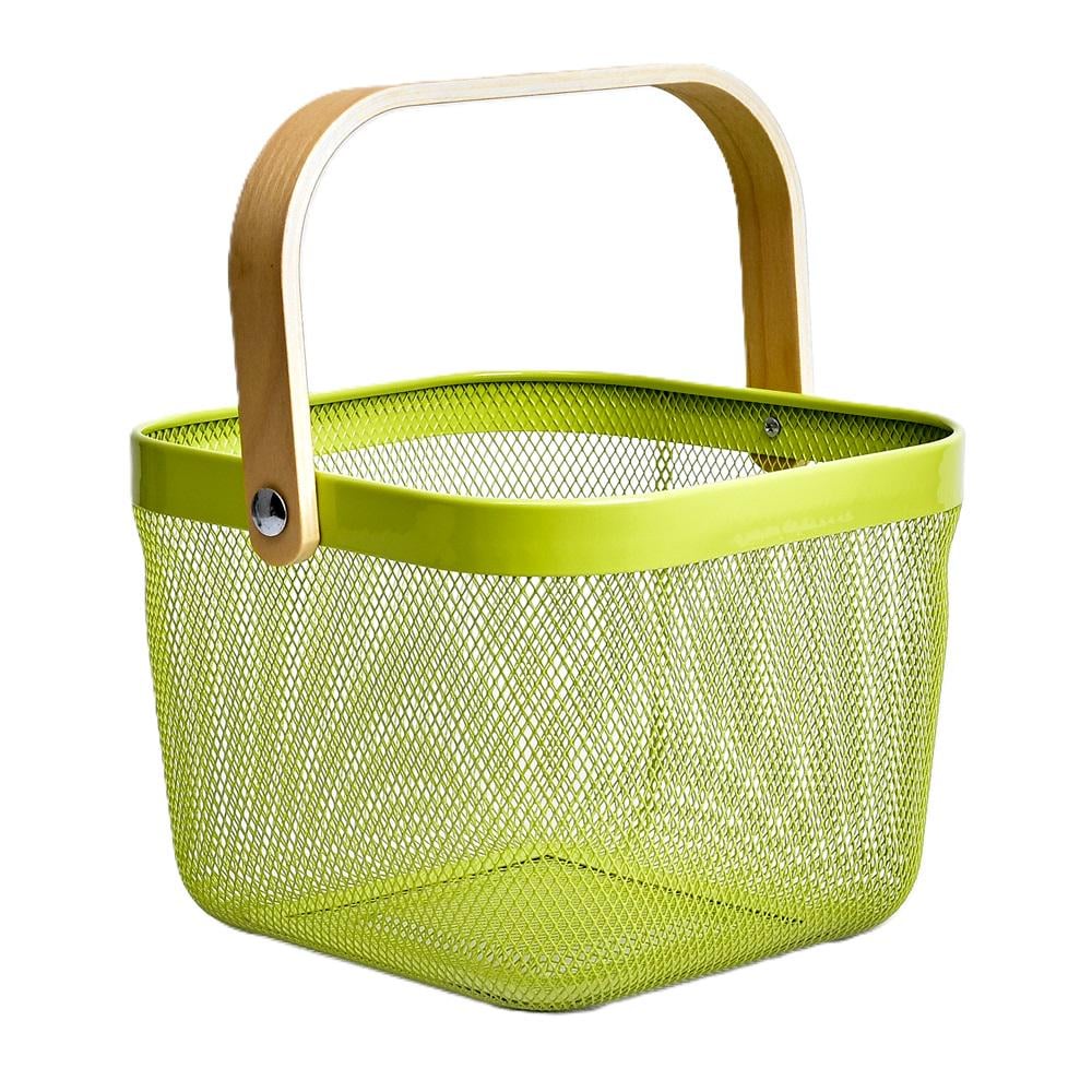 Кошик металевий переносний Stenson R92042 з ручками 24,5 см Жовтий (602885) - фото 1 Кошик металевий переносний Stenson R92042 з ручками 24,5 см Жовтий (602885) - фото 1