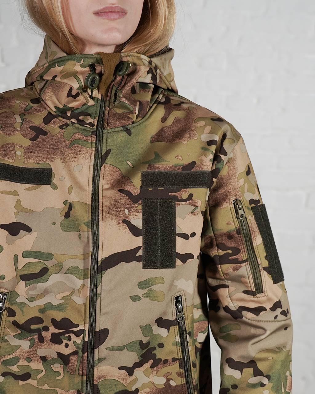 Куртка военная женская SoftShell трехслойная осень/зима S Мультикам (303) - фото 5