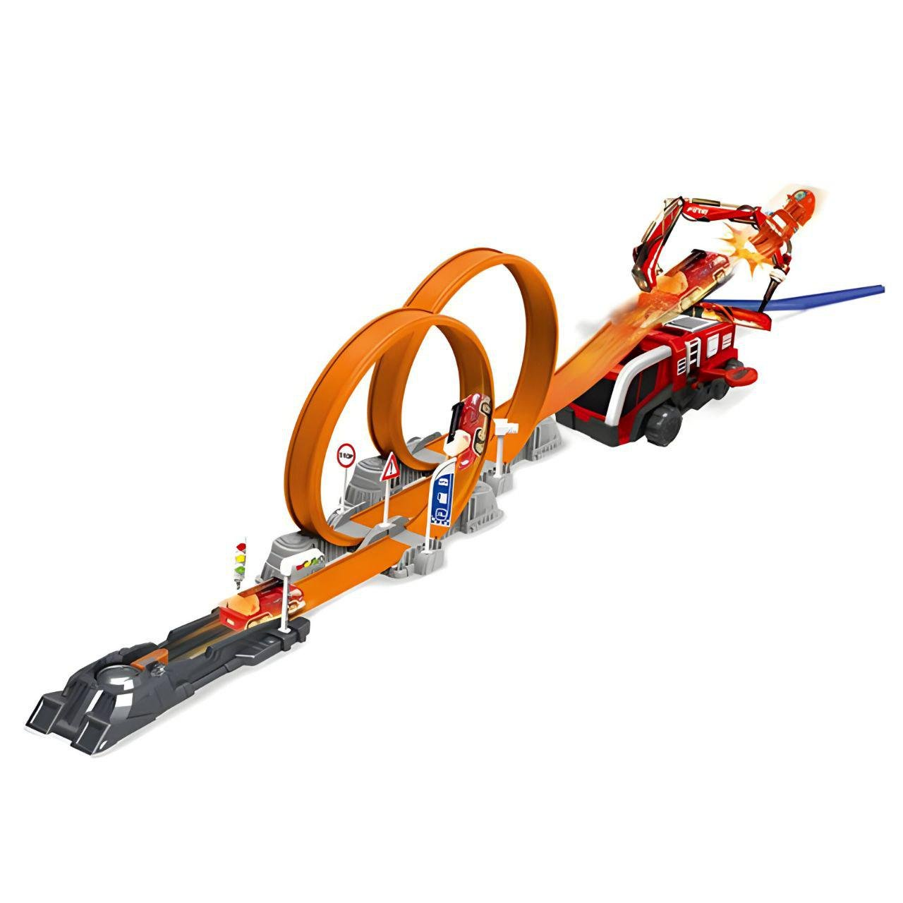 Трек игровой 660 A 98 металлопластиковая машинка/фигурка героя/наклейки/запускатель/помехи для трюков (2387014175)