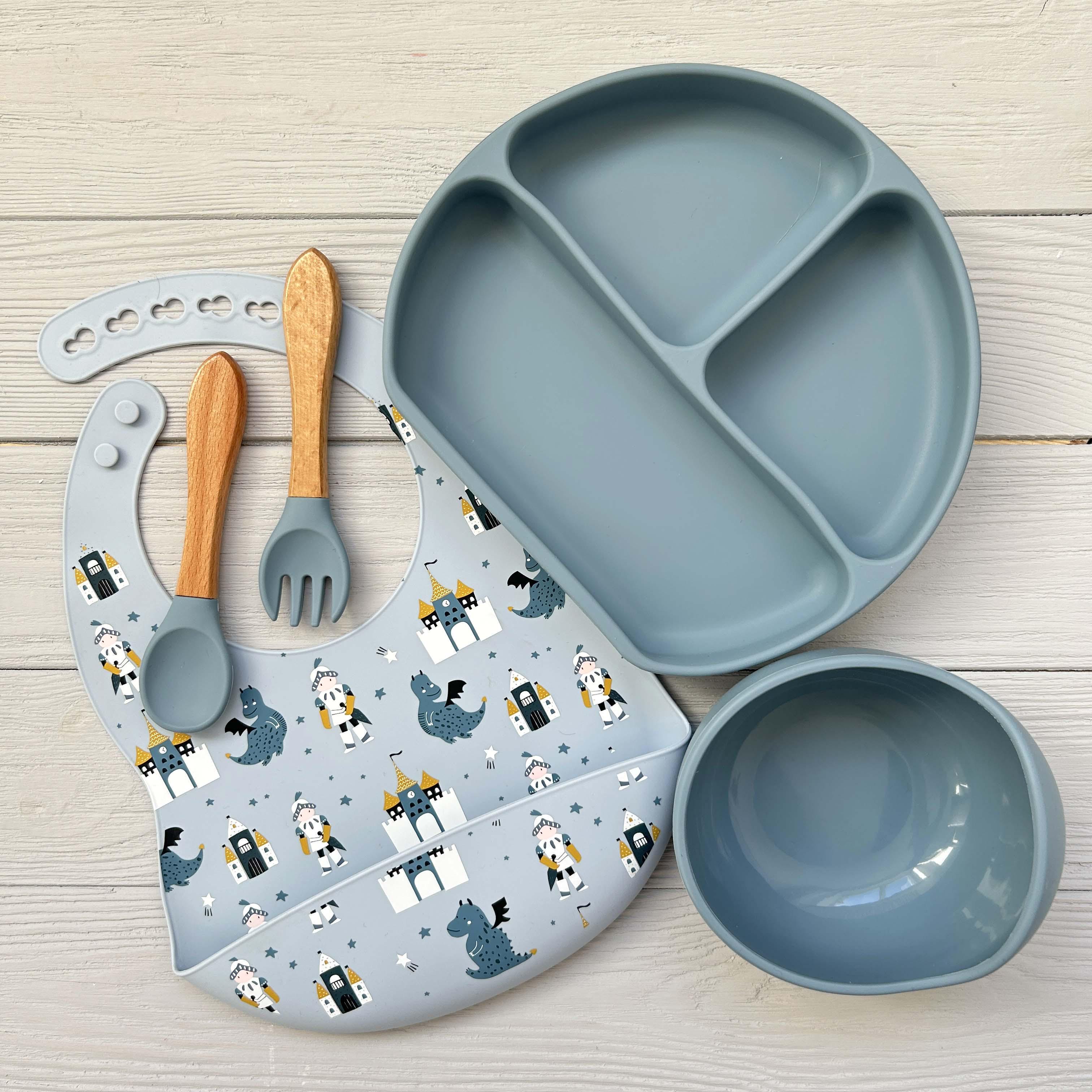 Набір дитячого посуду з силікону img_e0734 Y21 Синій (65717) - фото 1 Набір дитячого посуду з силікону img_e0734 Y21 Синій (65717) - фото 1