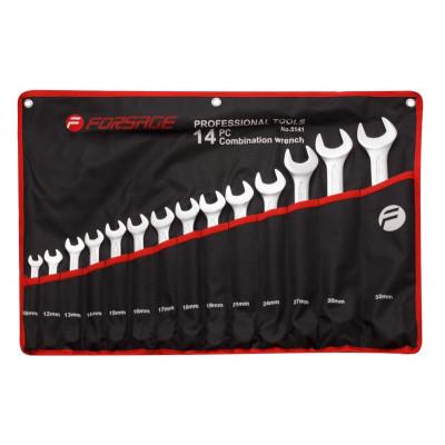 Набір ключів комбінованих Forsage F-5141 10/12-19/21/24/27/30/32 мм на полотні 14 шт. (13349033)