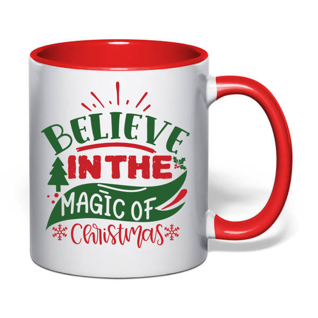 Чашка с принтом Believe in the magic of christmas 330 мл Белый с красным (001161)