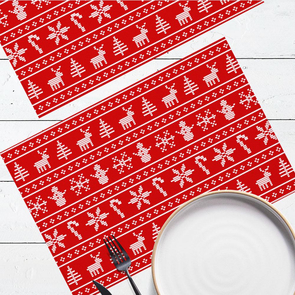 Салфетка тканевая сервировочная Presentville под тарелку Праздничный узор 40х27 см 2 шт. (SRVS_O_23NG028)