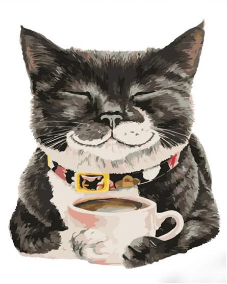 Картина по номерам Стратег Котик и чашечка ss6793 30x40 см (MTT-168188)