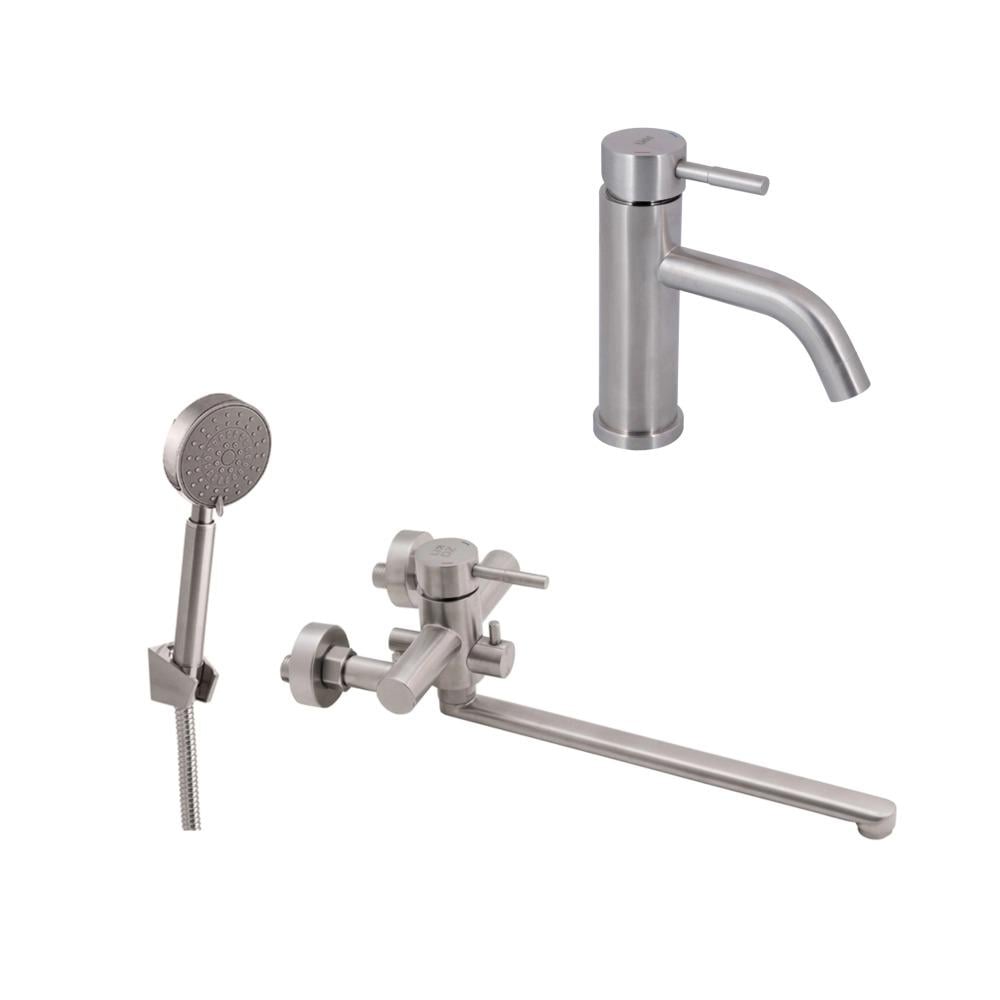 Набір змішувачів для ванни та умивальника Lidz Aria 005/0011F з довгим поворотним виливом та душем (28603782)