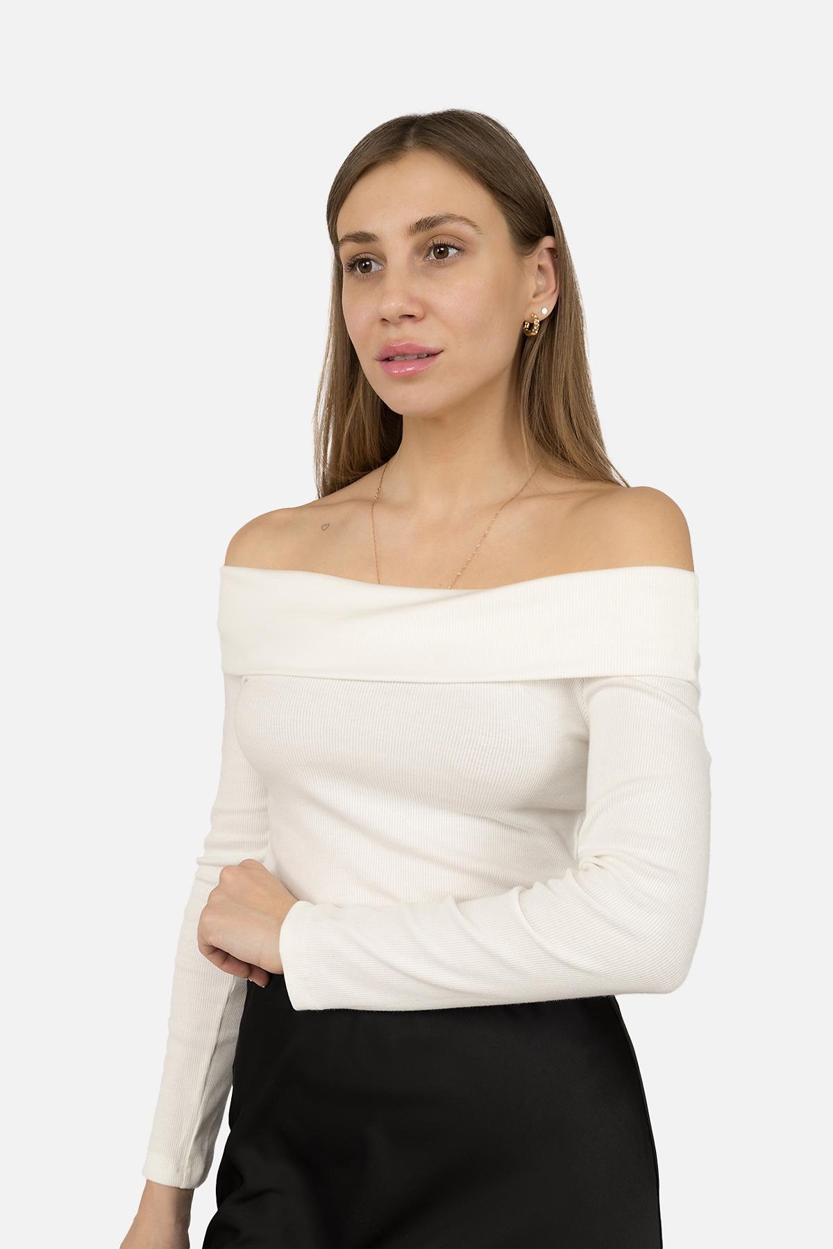 Футболка с длинным рукавом женская ЦБ-00270510 р. 46 Белый (SKT001046676)