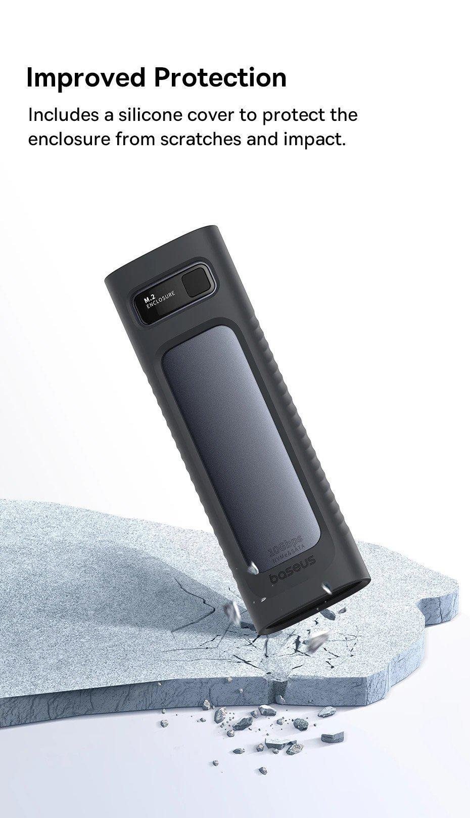 Корпус BASEUS для M.2 NVME та SATA SSD дисків FlyJoy 10 Гбіт/с USB 3.2 Gen2 2280/2260/2242/2230 для PCI-e та NGFF Сірий (B00760600811-00) - фото 13 Корпус BASEUS для M.2 NVME та SATA SSD дисків FlyJoy 10 Гбіт/с USB 3.2 Gen2 2280/2260/2242/2230 для PCI-e та NGFF Сірий (B00760600811-00) - фото 13