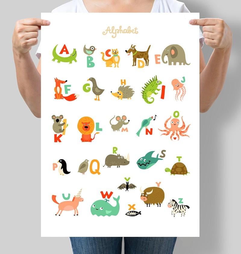 Постер Англійський алфавіт для дітей English alphabet 42x60 см A2 без рамки (D038_A2)