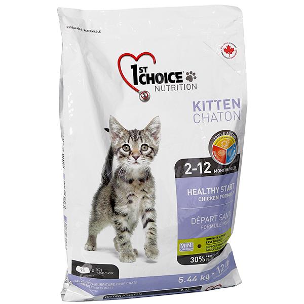 Корм сухой супер премиум для котят 1st Choice Kitten Healthy Start курица 5,44 кг (ФЧККН544)