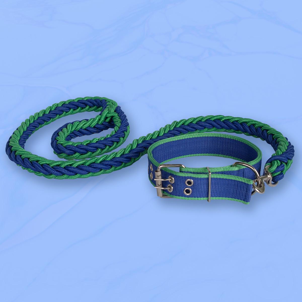 Повідець та нашийник для собак №2 41-53 см 130 см х 1,5 см Морська хвиля (2296454416)