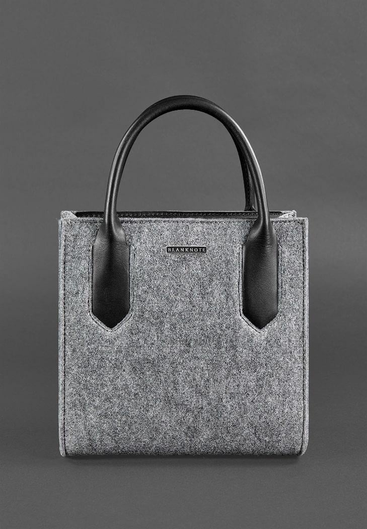 Женская сумка-кроссбоди фетровая Blackwood с кожаными вставками Черный (A-027371)