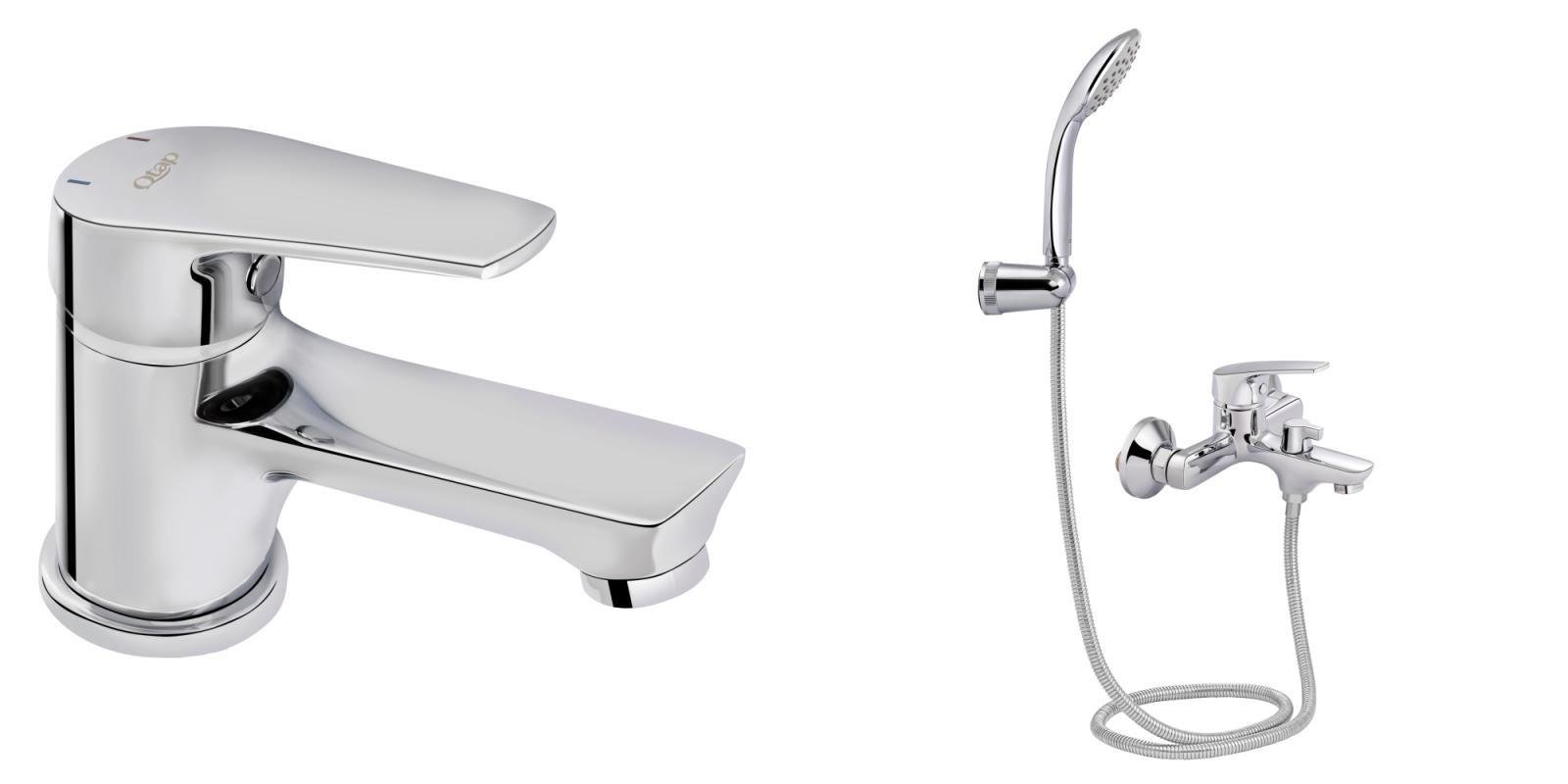 Набор смесителей для ванны с коротким изливом 2 в 1 Qtap Хром