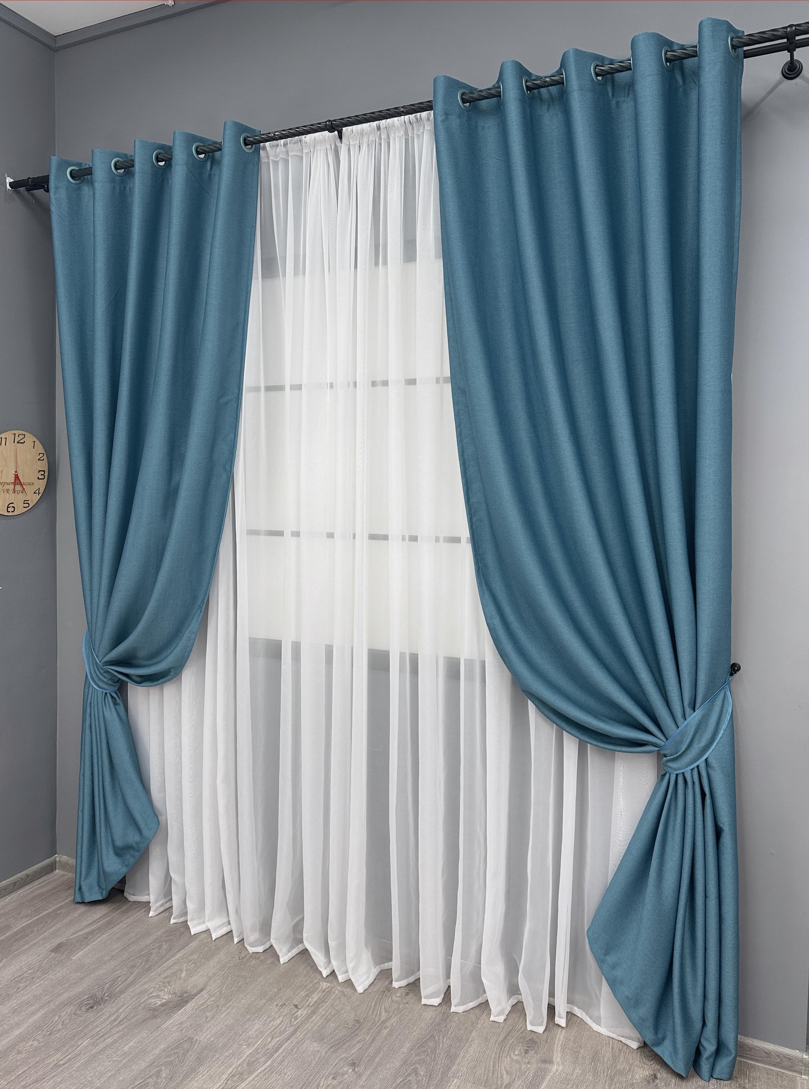 Комплект штор на люверсах VR-Textil Шенил однотонный № 1696ш 150х250 см 2 шт. Синий (37-0235) - фото 2 Комплект штор на люверсах VR-Textil Шенил однотонный № 1696ш 150х250 см 2 шт. Синий (37-0235) - фото 2