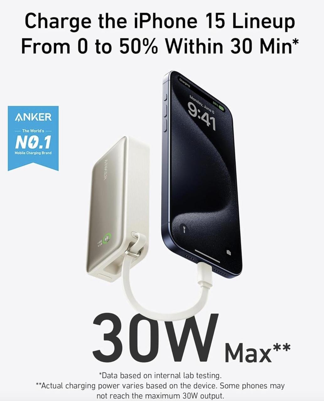 Повербанк Anker Nano 30W 10000 mAh White (2290971828) - фото 6