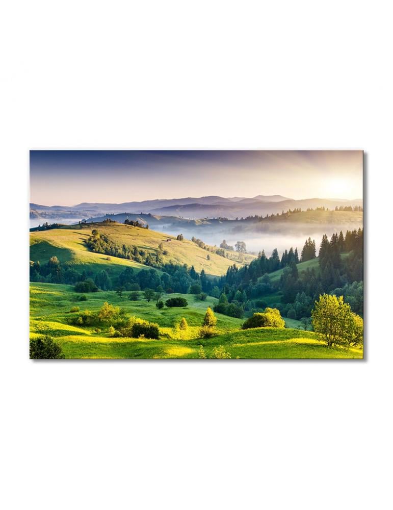Картина модульная Природа рассвет туман холмы 1 модуль 70x105 см