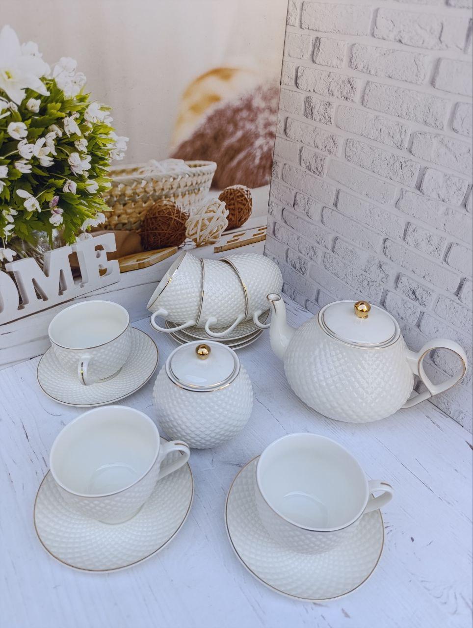 Чайний сервіз SNT Белла порцеляна 260 мл/460 мл/1 л 14 предметів Білий (18041-00) - фото 3