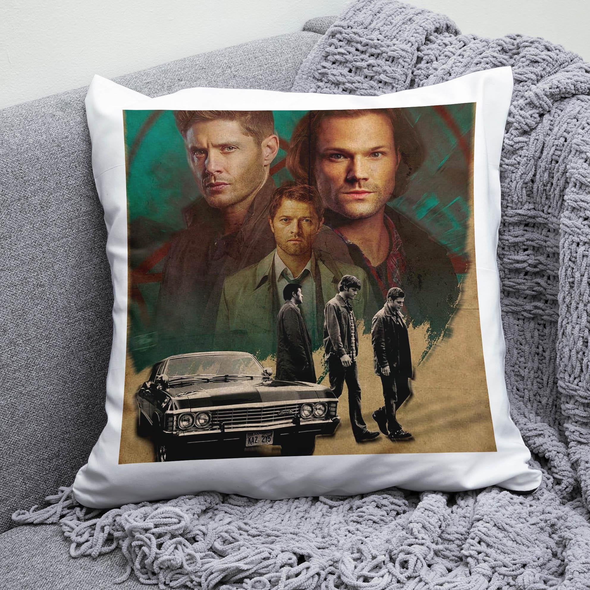 Плюшевая подушка квадрат с принтом Supernatural