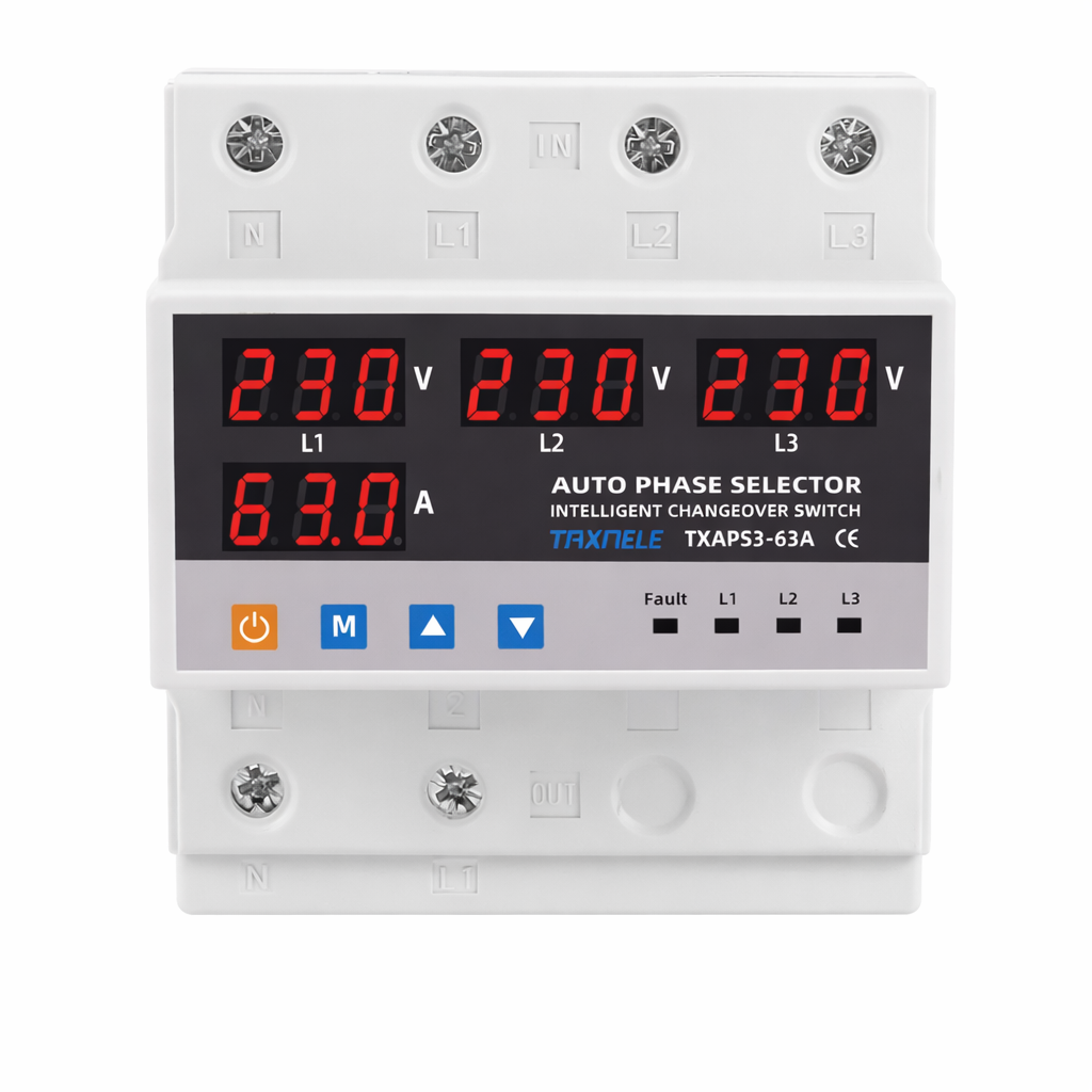 Перемикач фаз автоматичний Taxnele ATS 100A із захистом від підвищеної та зниженої напруги (3691570)