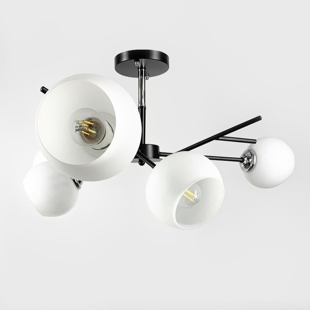 Люстра на 6 білих плафонів Ø 60 см (088N/6 BK+CH+WT) - фото 2