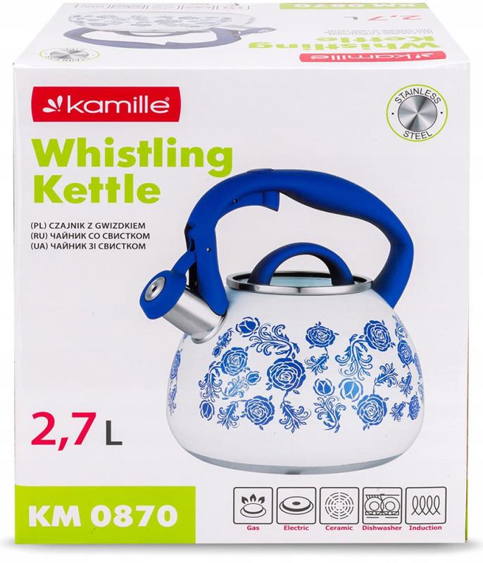 Чайник индукционный Kamille из нержавеющей стали со свистком 2,7 л - фото 6