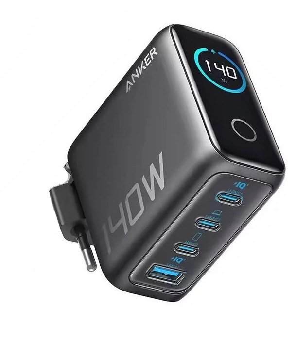 Зарядний пристрій з дисплеєм Anker GaN Charger 140W 3xUSB-C PD3.1 1xUSB-A
