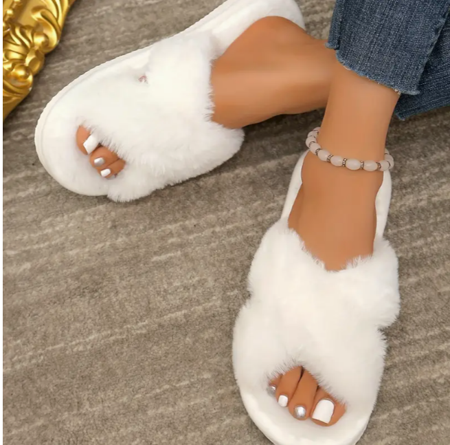 Домашні тапочки жіночі з відкритим носком р. 40 Білий (1325/5) - фото 4