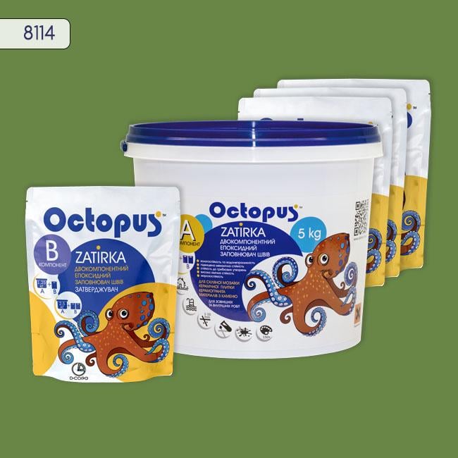 Фуга двухкомпонентная эпоксидная для плитки и мозаики Octopus 5 кг 8114 (8114-5)